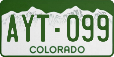 CO license plate AYT099