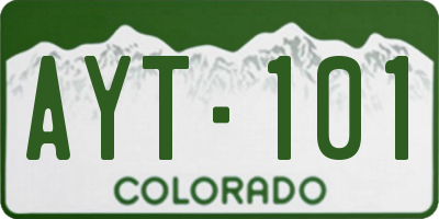 CO license plate AYT101