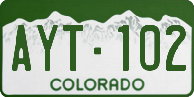 CO license plate AYT102