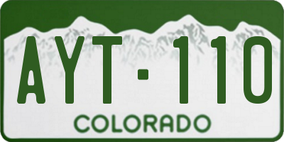 CO license plate AYT110