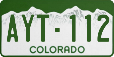 CO license plate AYT112