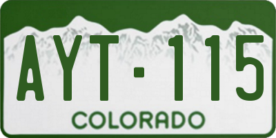 CO license plate AYT115