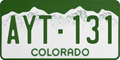CO license plate AYT131