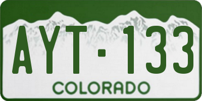 CO license plate AYT133
