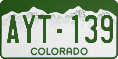 CO license plate AYT139