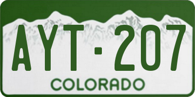 CO license plate AYT207