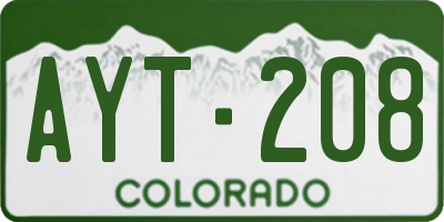 CO license plate AYT208