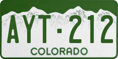 CO license plate AYT212