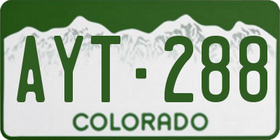 CO license plate AYT288