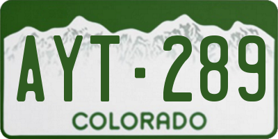 CO license plate AYT289