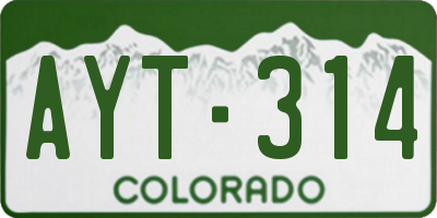 CO license plate AYT314