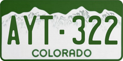 CO license plate AYT322