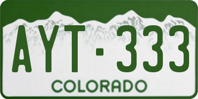 CO license plate AYT333