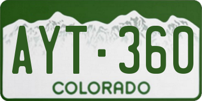 CO license plate AYT360