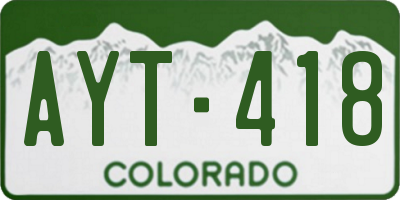CO license plate AYT418