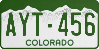 CO license plate AYT456