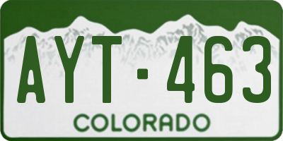CO license plate AYT463