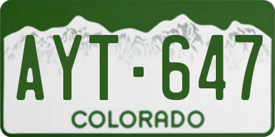 CO license plate AYT647