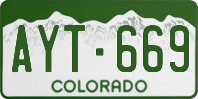 CO license plate AYT669