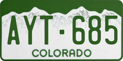 CO license plate AYT685