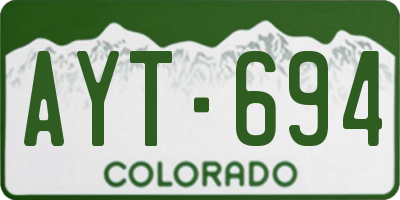 CO license plate AYT694