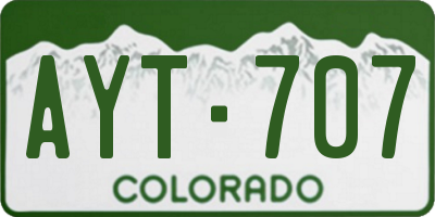 CO license plate AYT707