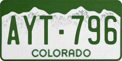 CO license plate AYT796