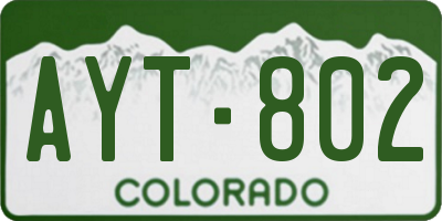 CO license plate AYT802