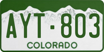 CO license plate AYT803