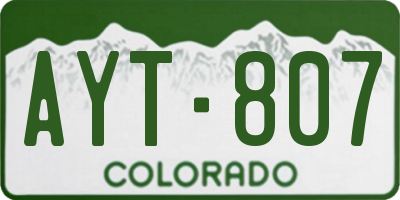CO license plate AYT807