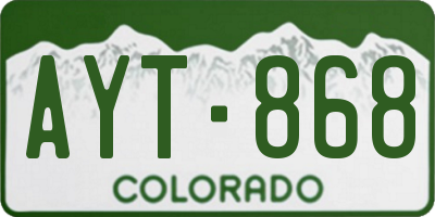 CO license plate AYT868