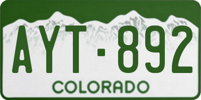 CO license plate AYT892