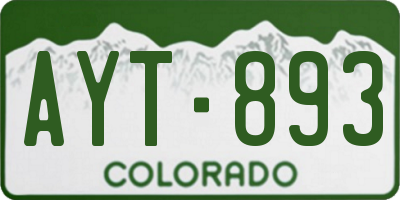 CO license plate AYT893