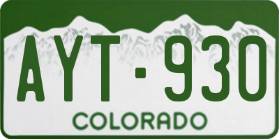 CO license plate AYT930