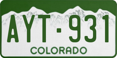 CO license plate AYT931