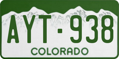 CO license plate AYT938