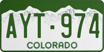 CO license plate AYT974