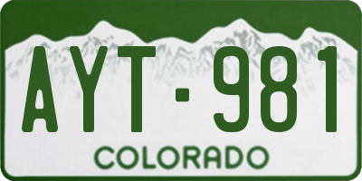 CO license plate AYT981