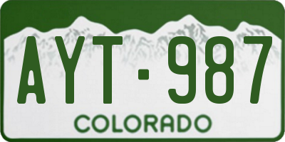 CO license plate AYT987