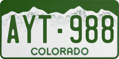 CO license plate AYT988
