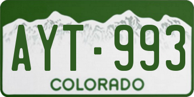 CO license plate AYT993