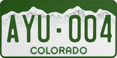 CO license plate AYU004