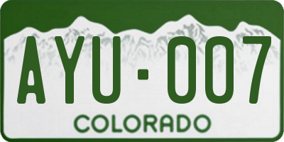 CO license plate AYU007