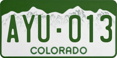 CO license plate AYU013