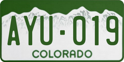 CO license plate AYU019