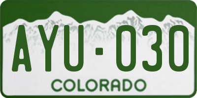 CO license plate AYU030