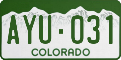 CO license plate AYU031
