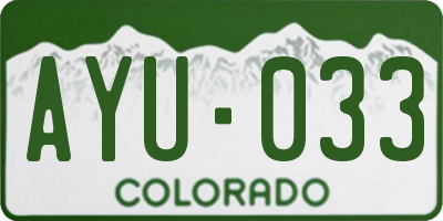 CO license plate AYU033