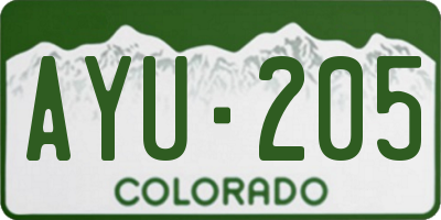 CO license plate AYU205