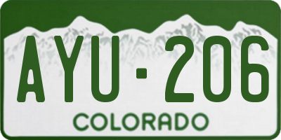 CO license plate AYU206